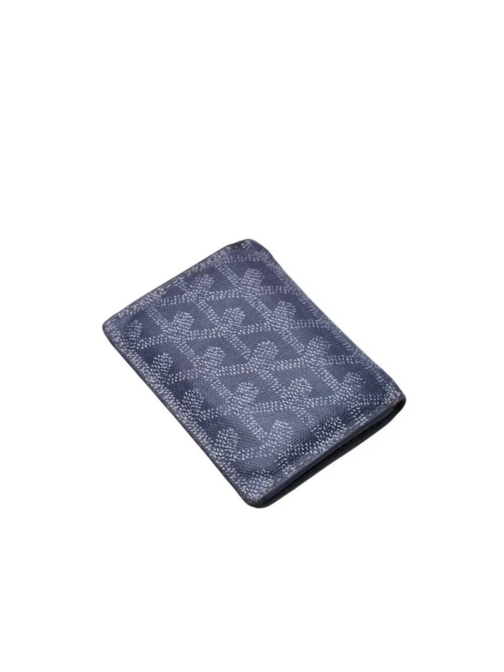 Goyard Saint Pierre Card Wallet Herringbone Pattern Canvas Leather Gray Yellow